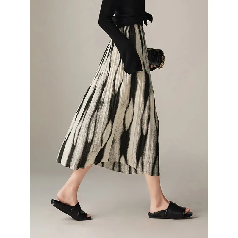 

Весенне-летняя женская одежда: юбки, длинные платья с градиентным принтом, премиум-качество, эластичный пояс, новинки, модные, универсальные