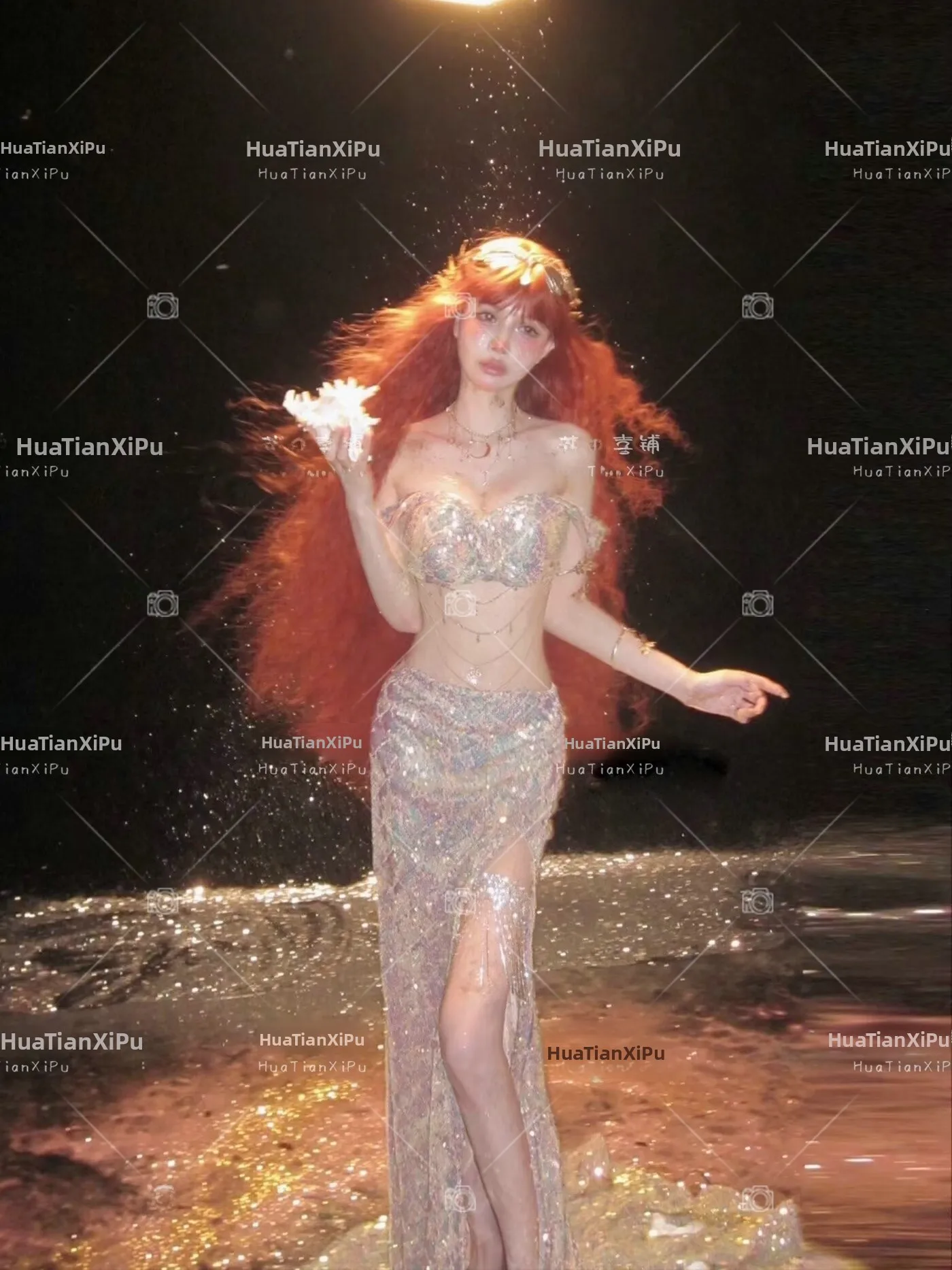 

New Mermaid Princess Sequin Fairy Photography Costume Beach Art Photo Shoot Theme Clothing Women's Ethnic Stage Costume
