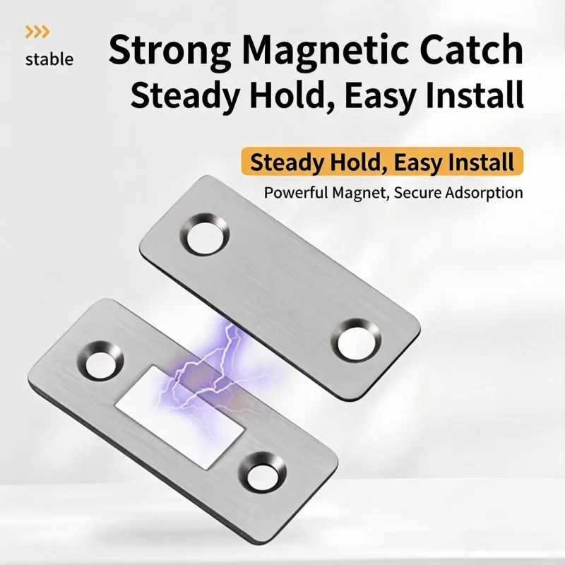 Invisible Ultra Thin Magnet Suction Piece, Punch-Free Magnetic Catch for Wardrobe Sliding Door Drawer Closure
