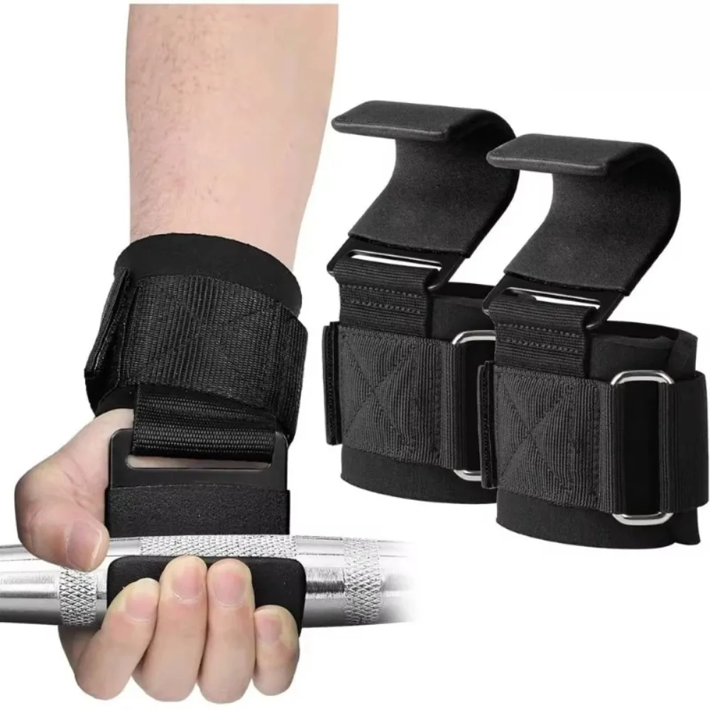 Ganchos de levantamiento de pesas, correas de muñeca para barra de mano, gancho para gimnasio y Fitness, correa de peso, guantes de levantamiento de energía para entrenamiento de pesas, 1 ud.