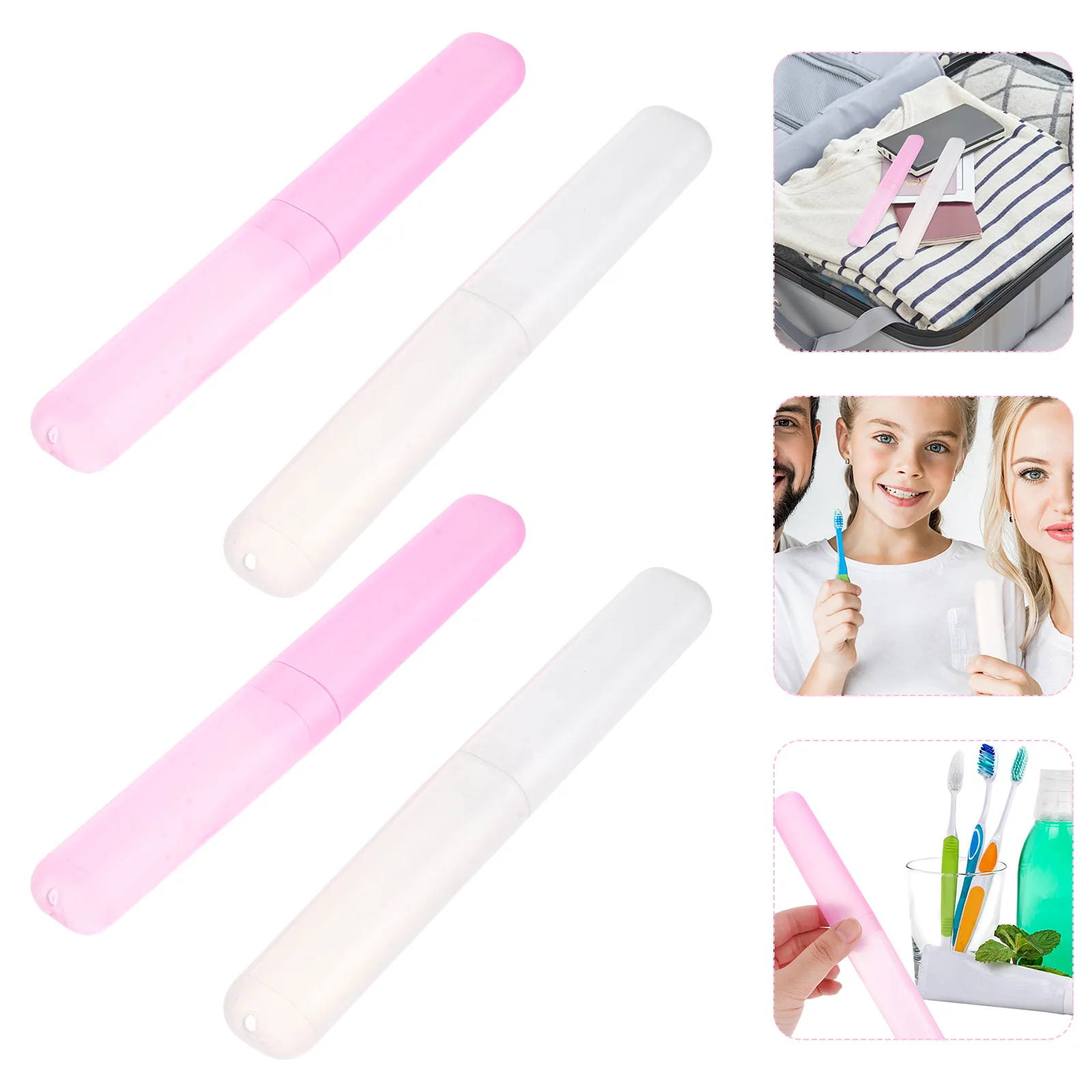 

4pcs Portable Plastic Lovely Toothbrush Case/Holder/Box for Traveling Camping Use (Mixed Color) Protable Toothbrush Case