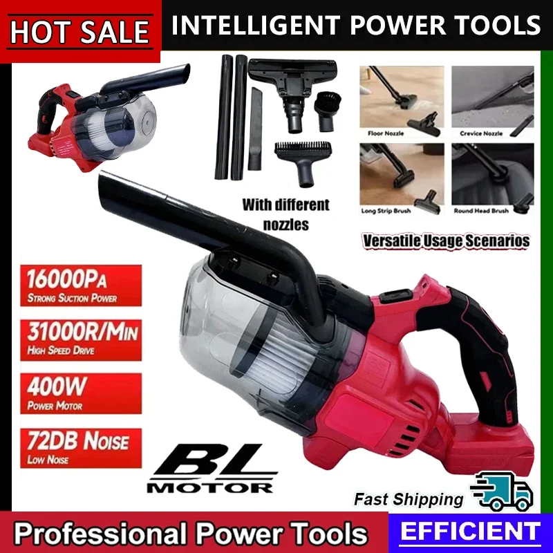 For Milwaukee LED Cordless Electric Vacuum Cleaner 18V Battery Portable for Household Industrial Construction Cleaning Tool
