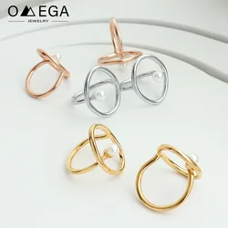 Minimalist Stainless Steel Rings With Imitation Pearl For Women 18k Gold Plated Geometric Women's Finger Ring Simple Female Ring