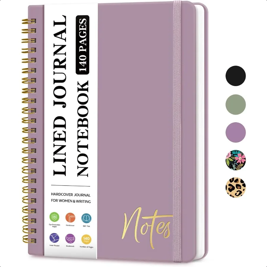 Quaderno a spirale foderato per donna A5 Riviste universitari a righe per scrivere quaderni con copertina rigida per prendere appunti di lavoro e offerte