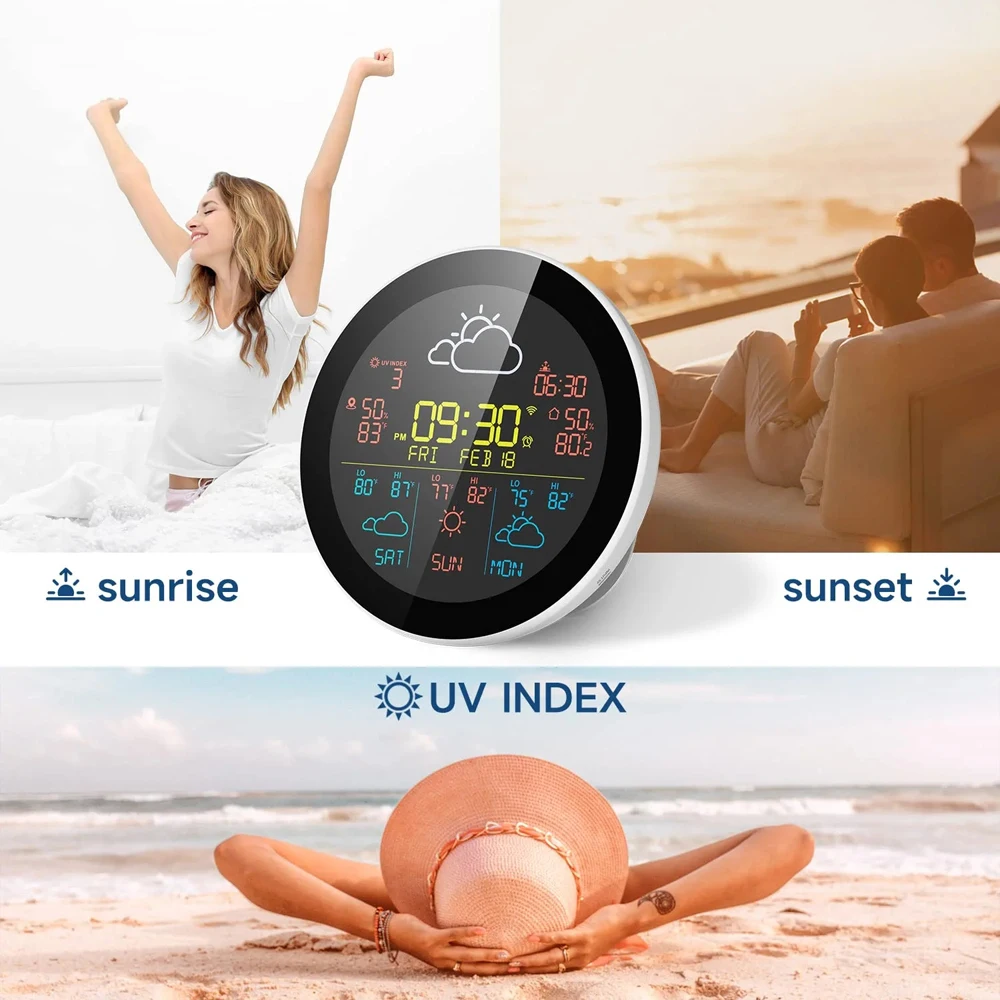 Tuya WiFi Intelligent Weather Clock  Thermometer Hygrometer LCD Display Mobilephone Tuya APP Control with Alarm Clock Function