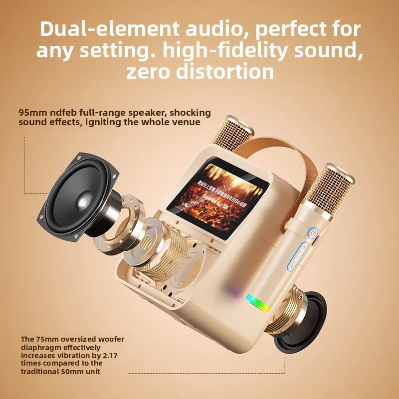Mic Karaoke Machine Home KTV Lyrics Display Wireless Music