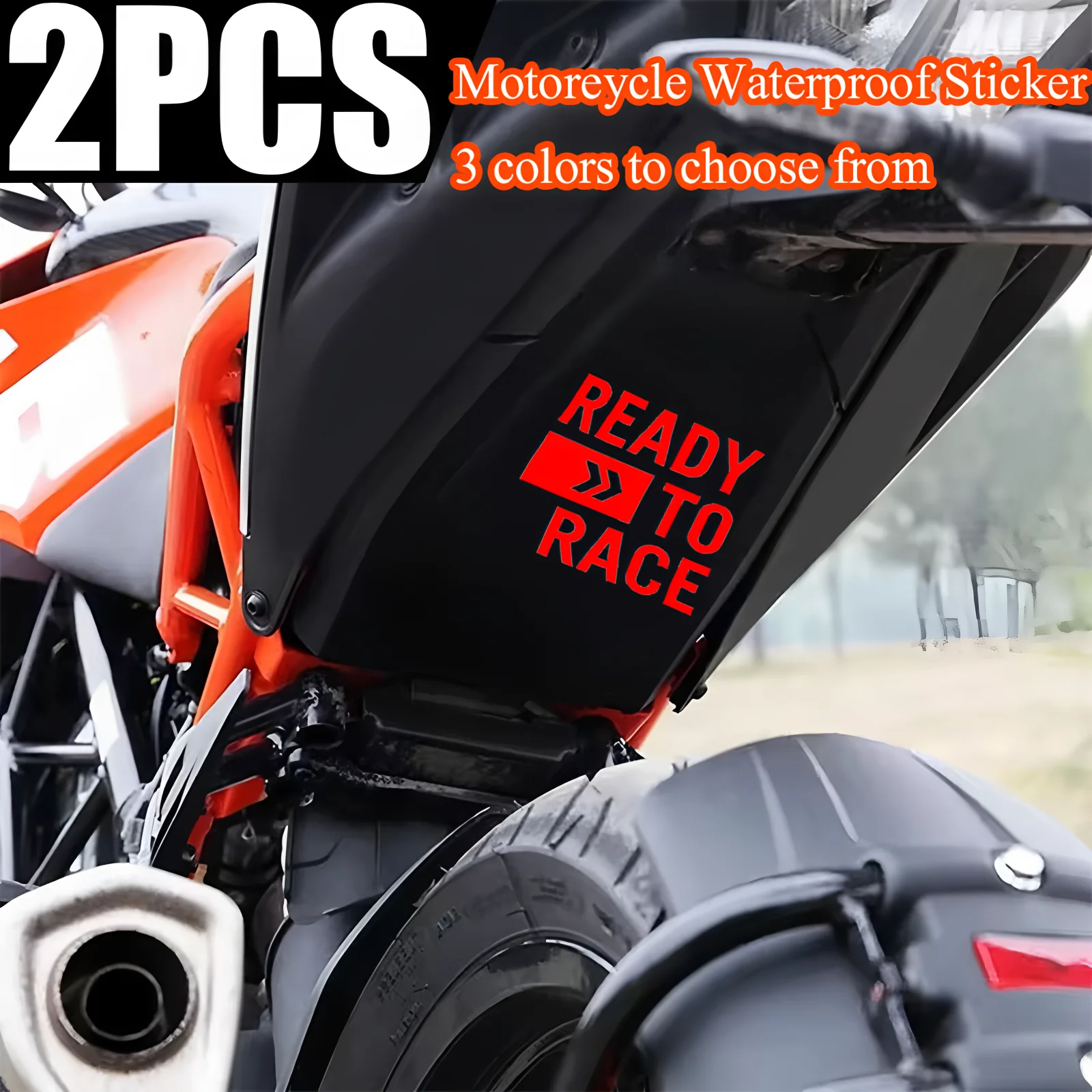 

2PCS READY TO RACE Logo Motorcycle Stickers Waterproof Decals For Super Adventure Duke RC 390 690 790 890 1090 1190 1290 R