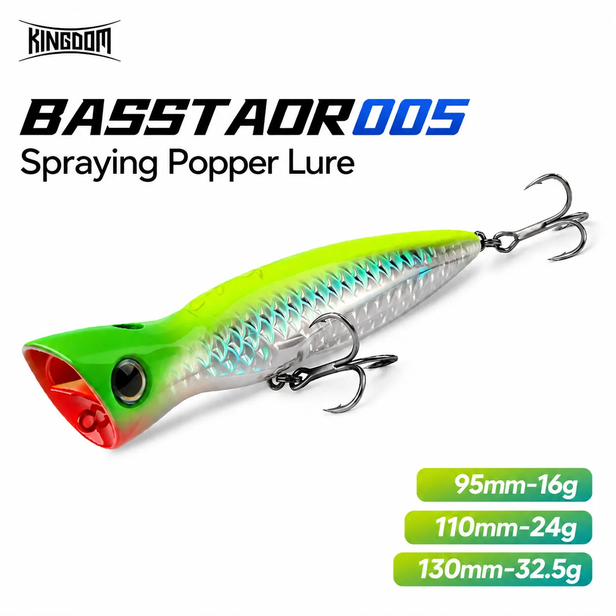 Kingdom Basstaor Popper Lure 95mm 16g 110mm 24g 130mm 32.5g Saltwater Artificial Baits Hard Wobblers For Seabass Pike Fishing