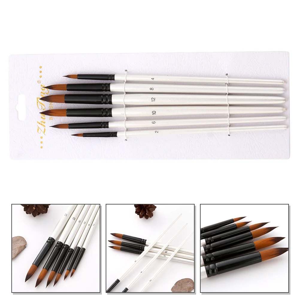 

6 Pcs Heatless Hair Curler Nylon Brush Set Durable Painting Dual Color Drawing Child Professional Kits Brushes