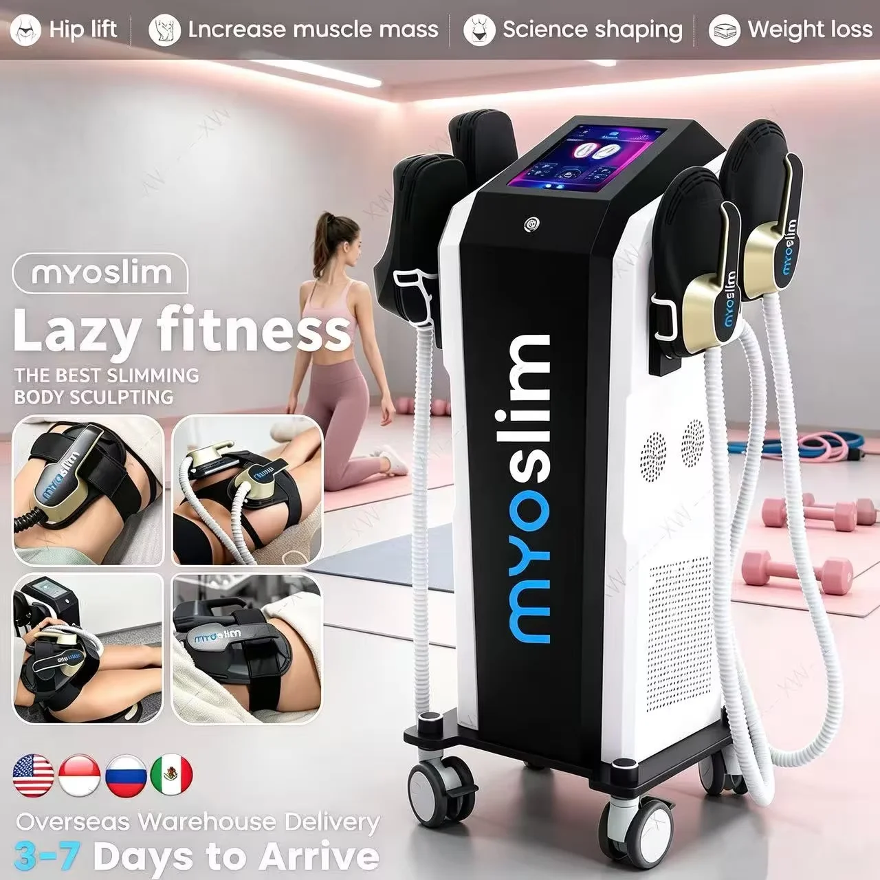 Myoslim Muscle Stimulating Machine Non‑Invasive EMS Body Sculpt Device For Muscle Building Fat Reduction And Weight Management