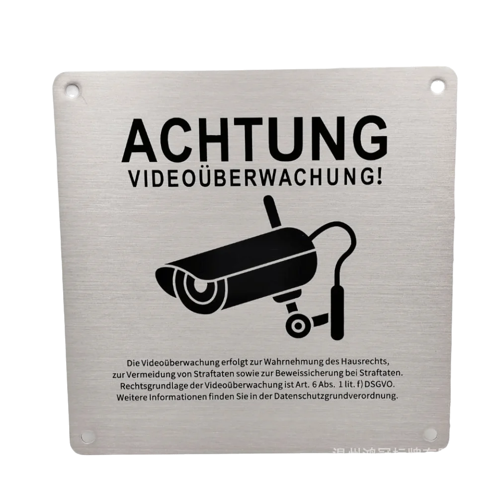 Aluminum Plate Monitoring Area Warning Sign 24-Hour Wall Mounted Security Sign Aluminum Alloy Anti-corrosion Monitoring Sign