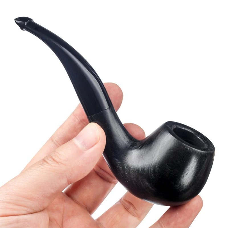 

9mm Black Beech Wood Pipe - Portable, Detachable Filter Core, Solid Wood Curved Style Old-Fashioned Pipe - Gift For Men