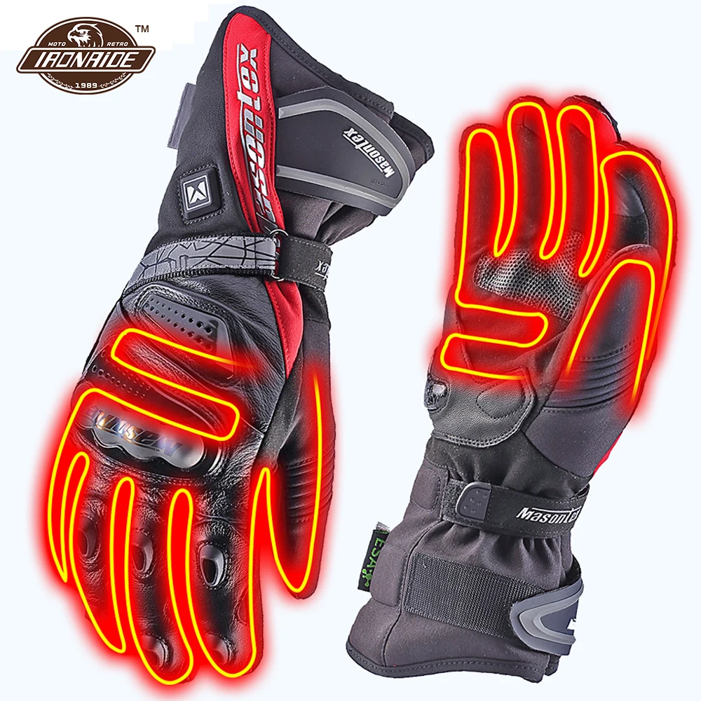 

Carbon Fiber Motorcycle Heating Gloves Motocross Glove Waterproof Touch Screen Rechargeable Electric Heated Guantes for Winter