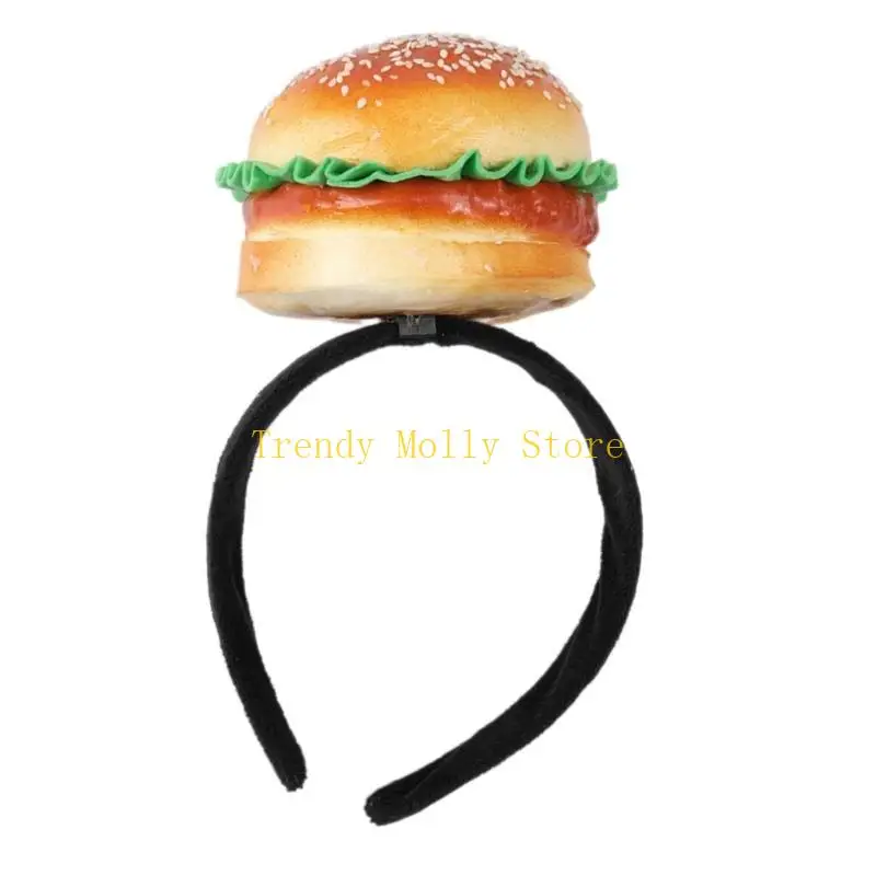 

N5KB Новинка, повязки на голову в виде сэндвича с гамбургерами, креативная обруч для волос в форме еды, регулируемый аксессуар