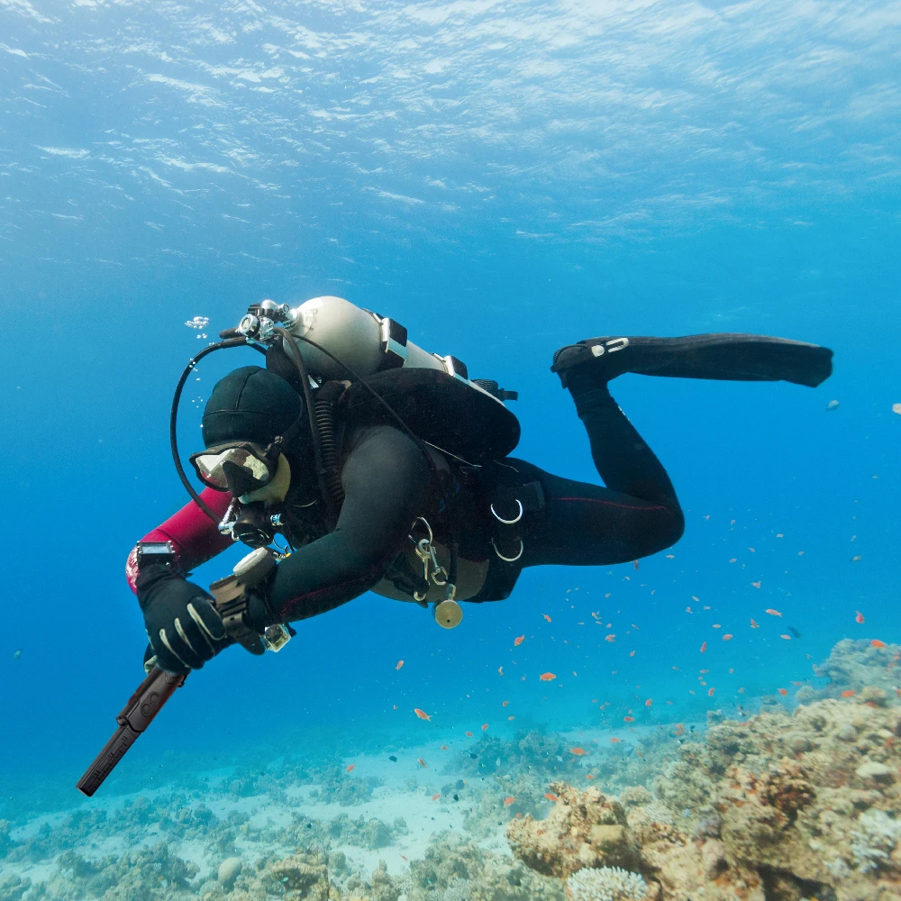 Détecteur de métaux étanche, détecteur d'impulsions sous-marine, entièrement scellé, plongée, poignées en métal doré, Q05