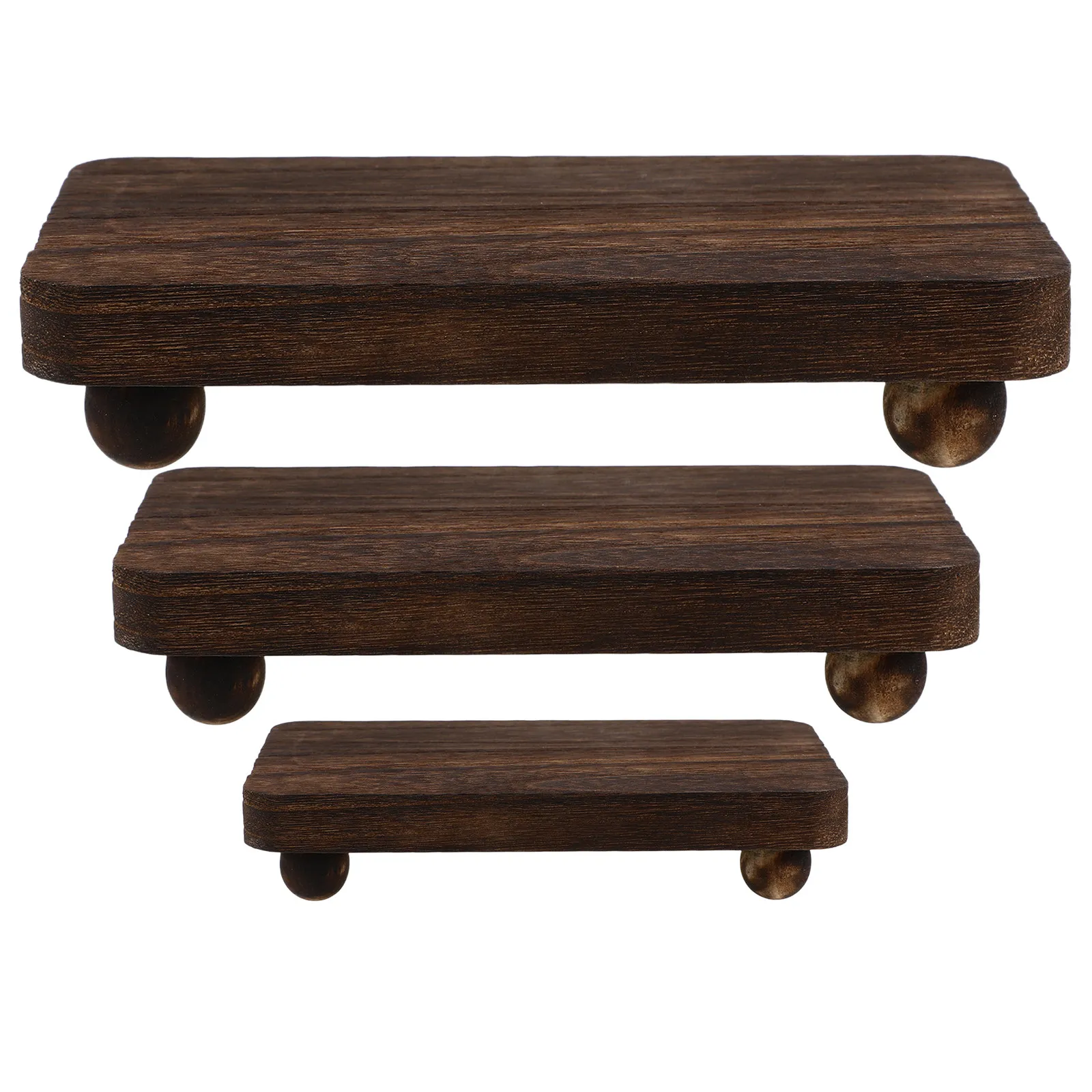 3Pcs Wood Perfume Display Riser Stand Small Rectangular Pedestal for Kitchen Bathroom Countertop Organizer Decorative