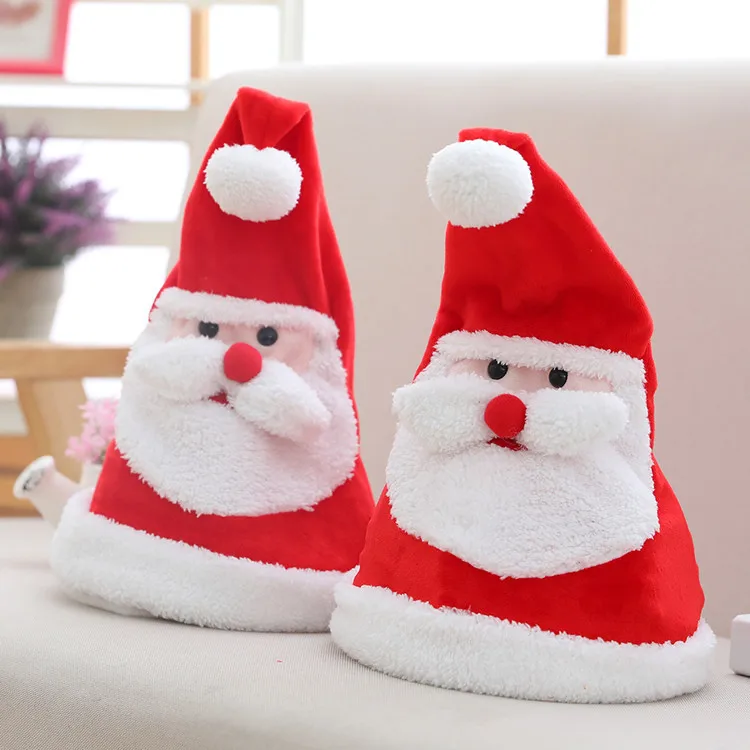 

New Electric Christmas Hat Plush Toys Creative Funny Will Sing Light-emitting Will Rocking Santa Claus Hat Christmas Decoration