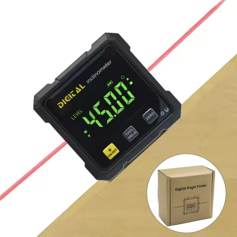 SHAHE Digital Angle Finder with Electronic Laser 4-Side Strong Magnetic Angle Gauge Woodworking Measuring Tool