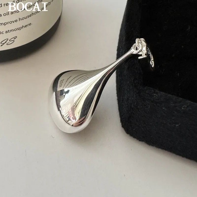 BOCAI S925 Sterling Silver Drop Earrings Pendant for Women Hollow Process Water Droplet Ear Drop Charm Fine Jewelry Wholesale