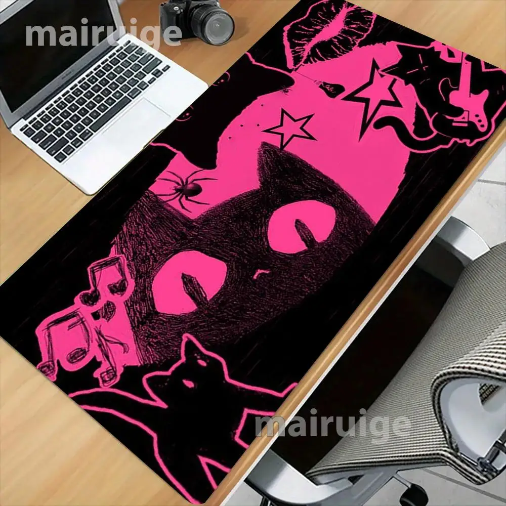 Playmat Neon Pink Skull Skeleton Graffiti Style Large Size Mouse Pads For Laptop Game Table Mat