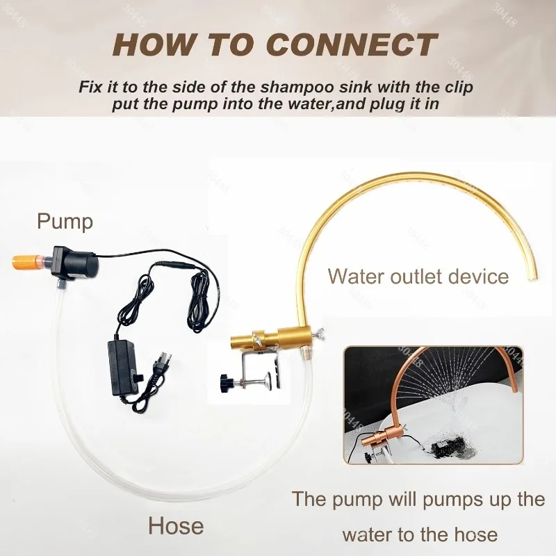 Salon ceramic basin dedicated water circulation kit with accessories: elbow connector, head therapy device, adjustable, upgraded