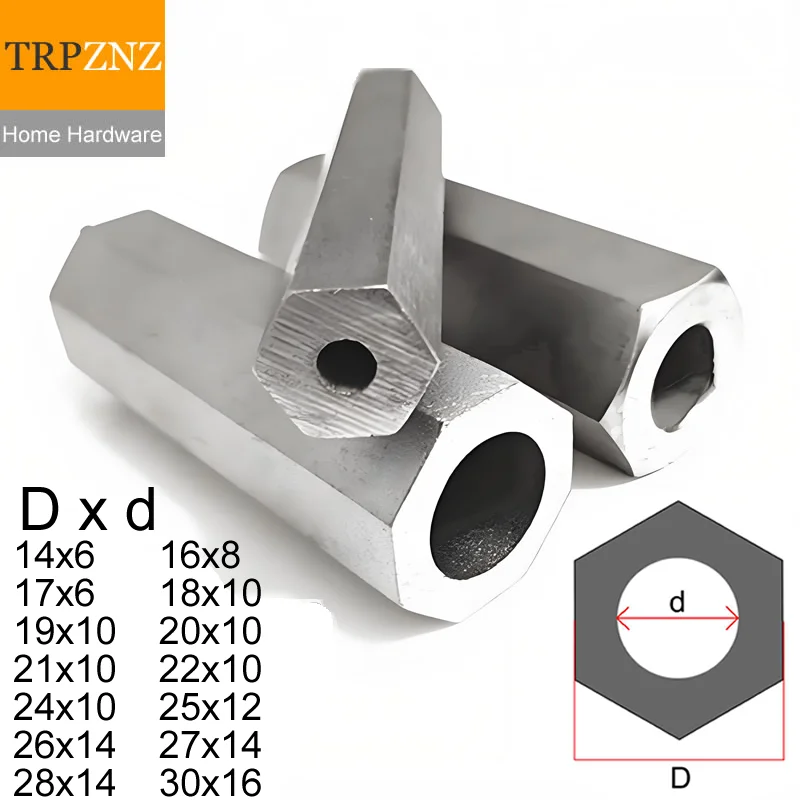 304 Stainless Steel Outer Hexagonal Inner Tube Hollow Hexagonal Rod Special Shaped Pipe Opposite Side 14 17 19 20 21 24 26 28 mm