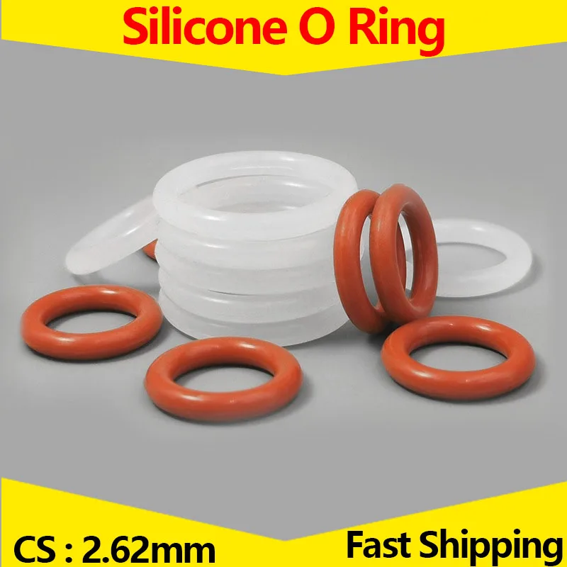 CS 2.62mm,Heat-Resistant Food Grade Silicone O-Ring,VMQ White/Red Rubber Seal O Ring,Thickness 2.62, ID 2.84-228.27mm