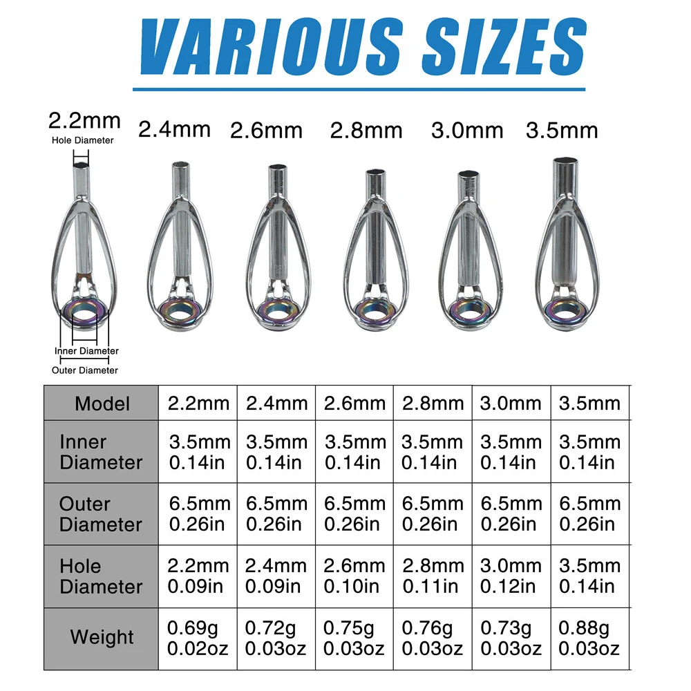 6/12 szt. Zestaw do naprawy grot do wędki narzędzie zamienne końcówki do pierścień ceramiczny ze stali nierdzewnej