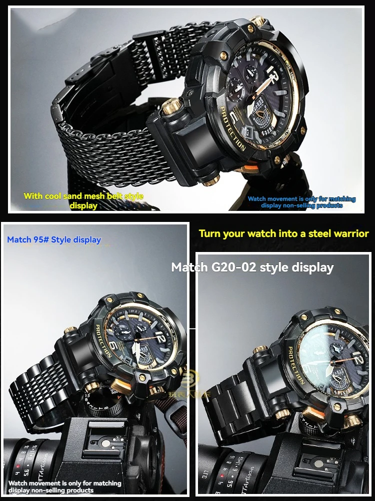 Correa de reloj de acero inoxidable para Casio GPW-1000 – Correa de metal sólido, pulsera modificada para hombre, accesorio de reloj de acero fino ajustable