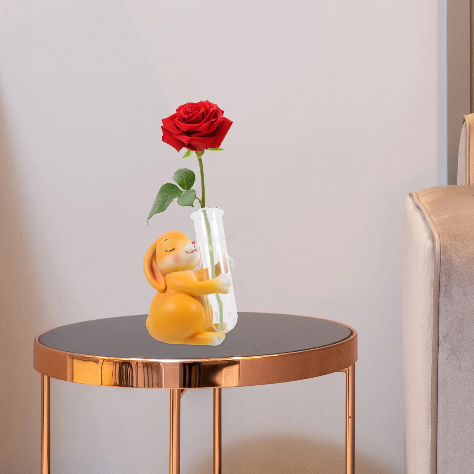 

Cute Rabbit Glass Hydroponic Vase Unique Tube Design Desktop Flower Pot Creative Home Decor Gift Glass Decorative Vase