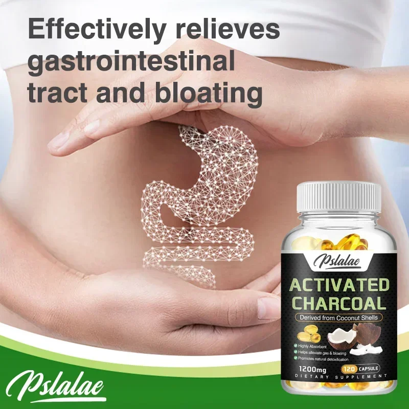Activated Charcoal Capsules 1,200 Mg - Contains Coconut Shell for High Absorbability To Help Relieve Gas and Bloating