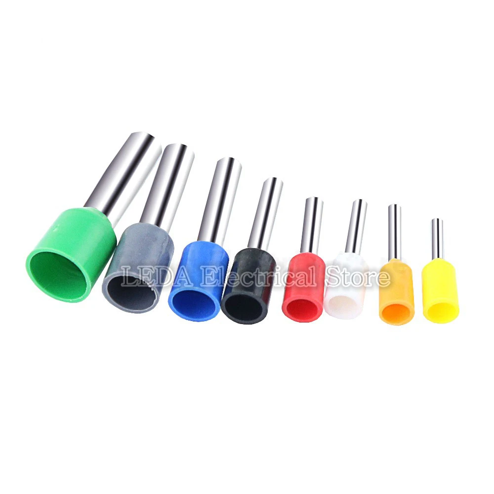 100pcs E2508 E2510 E2512 E2518 E4009 E4012 Insulated Ferrules Terminal Block Cord End Wire Connector 2.5mm2,Crimp Terminator