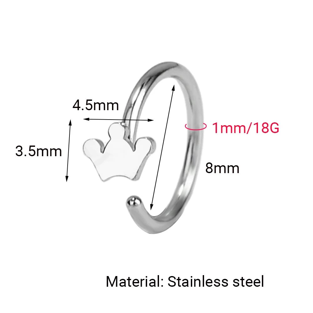 1Pc Surgical Steel Star Butterfly Crown Cartilage Helix Nose Ring Piercing Hoop Nostril Nose Studs Lip Ring Body Jewelry Earring