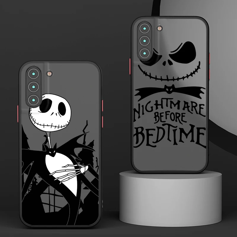 Christmas Jack Skeleton Disney For Samsung S24 S23 S22 S21 Ultra S20 FE Note 20 Lite Plus Frosted Translucent Phone Case