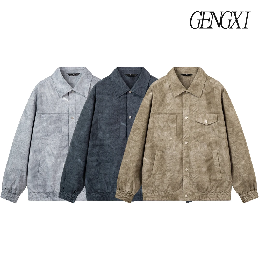 

New Arrival: Twill Tie-Dye Workwear Jacket American Vintage Single-Breasted Lapel Denim-Style Jacket Trendy Fashion Menswear