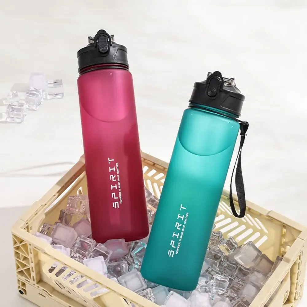 Straw Sports Straw Water Bottle PC Large Capacity Leak Proof Colorful Plastic Cup Gradient Color Portabl