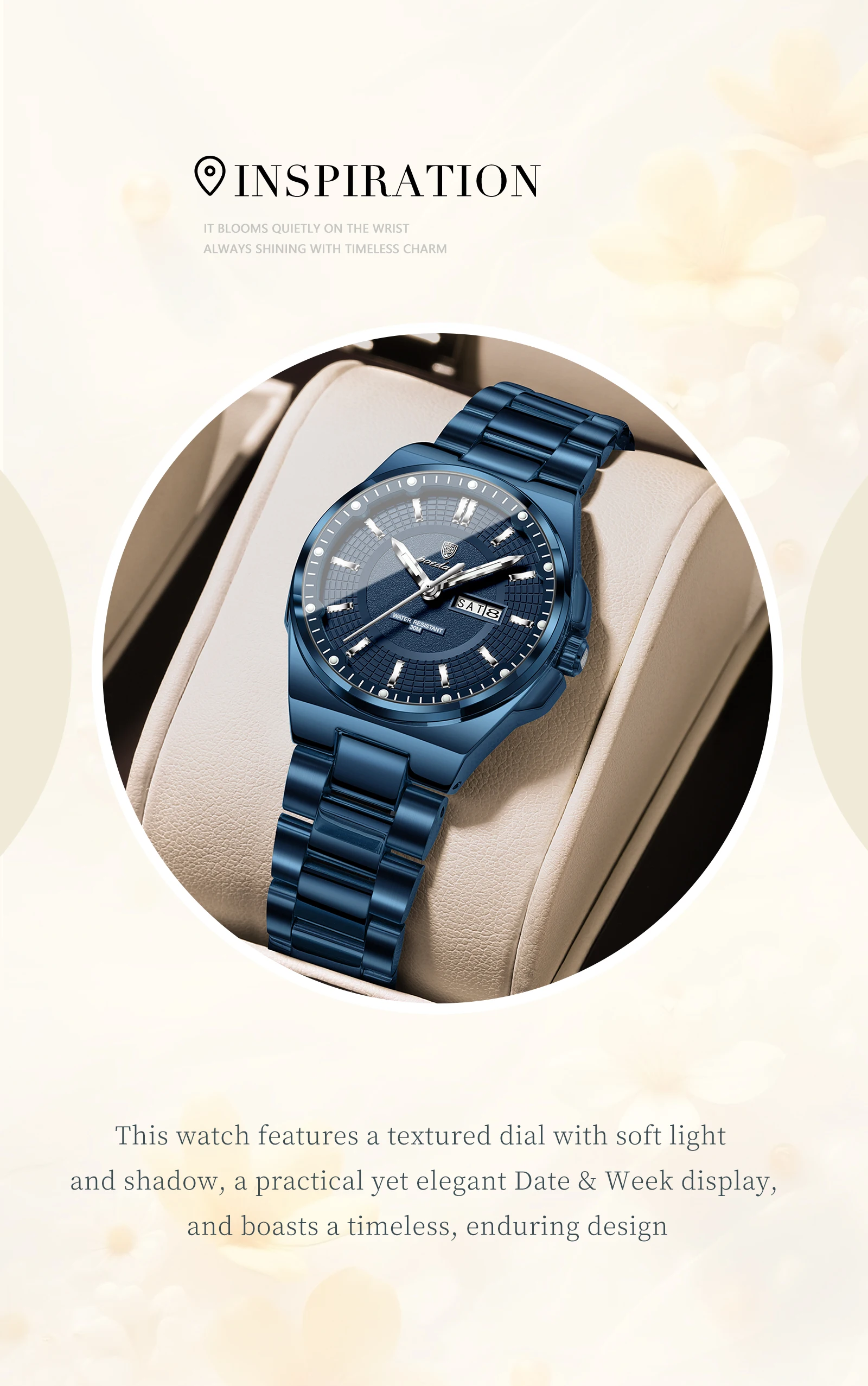 POEDAGAR Modemarke Damenuhr Leuchtend Wasserdicht Business Damen Armbanduhr mit Wochentag und Datum Elegante Quarz Damenuhren Reloj – Detail 3