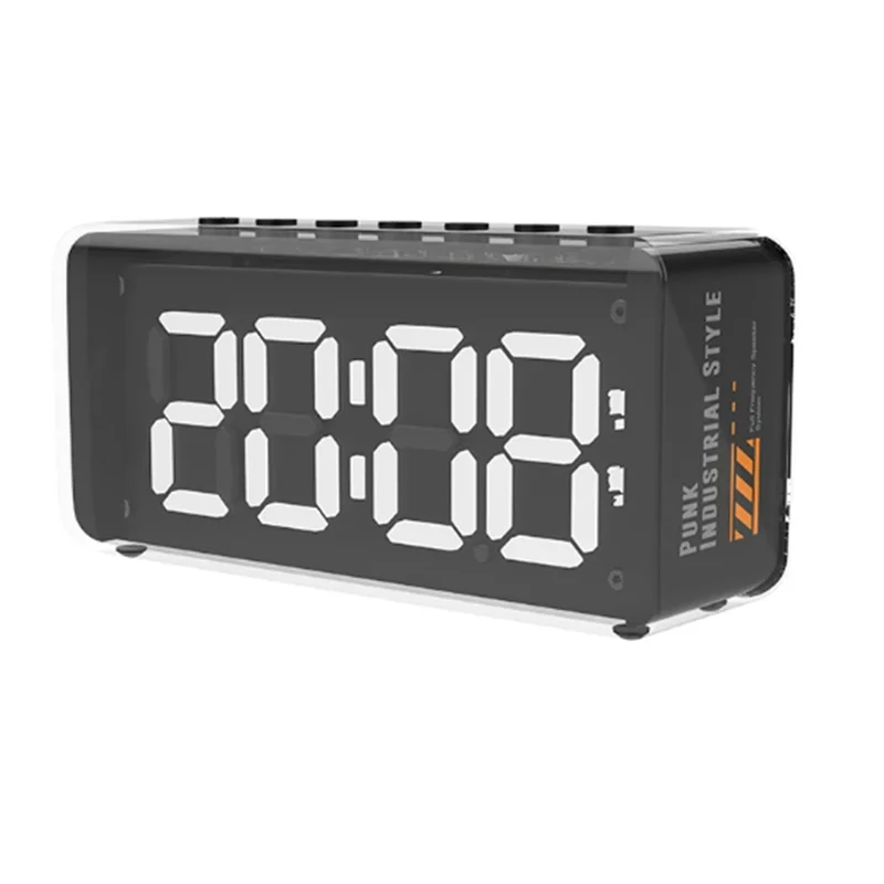 ABSQ-Bluetooth 5.2 Настольный двойной динамик с аудиокартой и цифровым будильником для дома