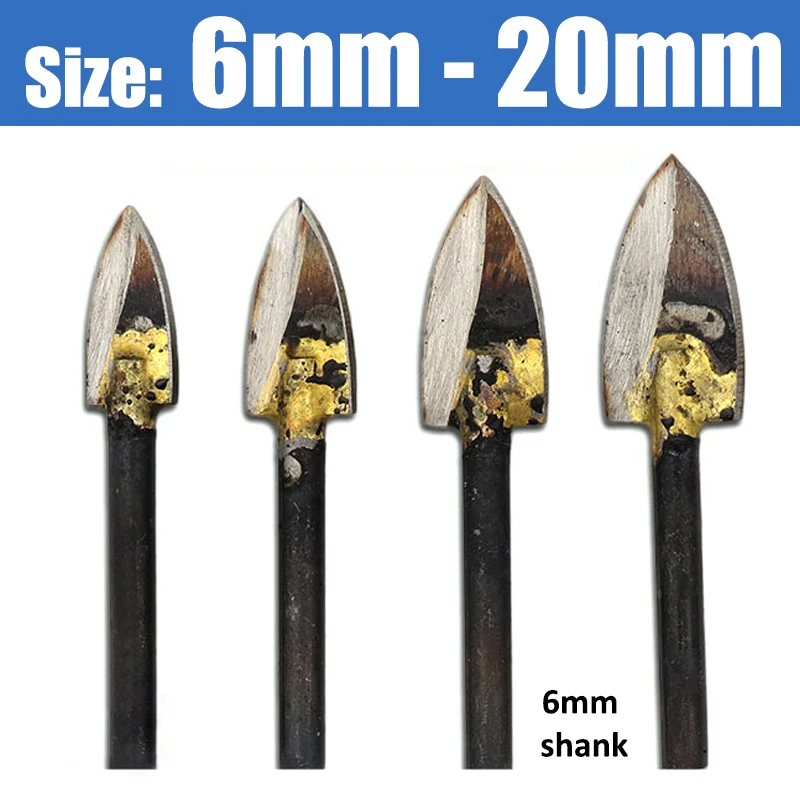 1pcs 8-20mm HSS Brazed Carving Knife 6mm Shank Milling Cutters Sharp Edge Bit Wood Engraving Woodworking For Dremel Rotary Tools