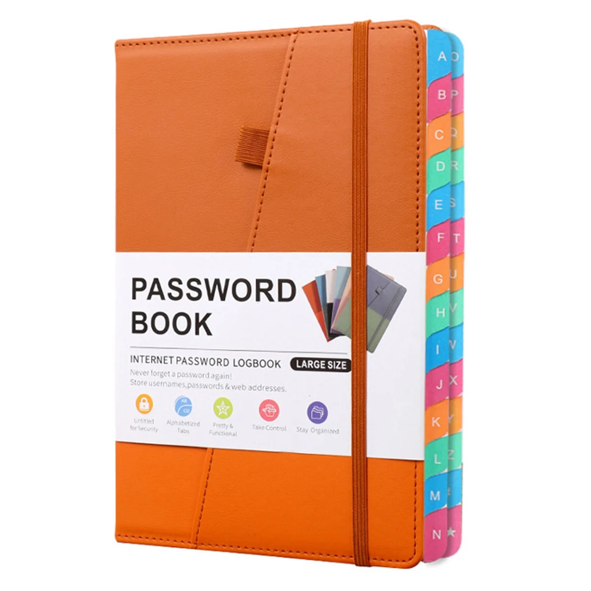 Password Keeper Book with Colorful Alphabetical Tabs and Two Bookmarks, for Seniors 8.4X5.9Inch, Internet Address A