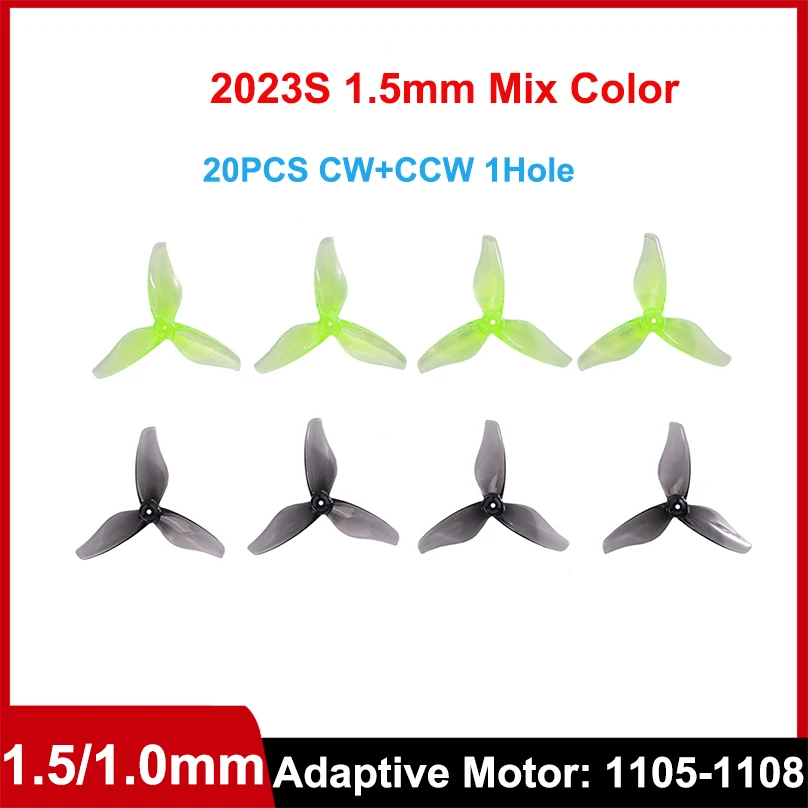 

GEMFAN (20CW+20CCW) Hurricane 2023s 2023 2x2.3 2 Inch 3-Blades Propeller 3 Holes for 1105-1108 Motor RC Drone FPV Toothpick