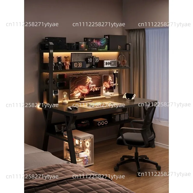 Ergonomic Gaming Desk With Built-in Bookshelf, Cable Management System | Compact Computer Desk For Small Spaces, Bedroom, Home