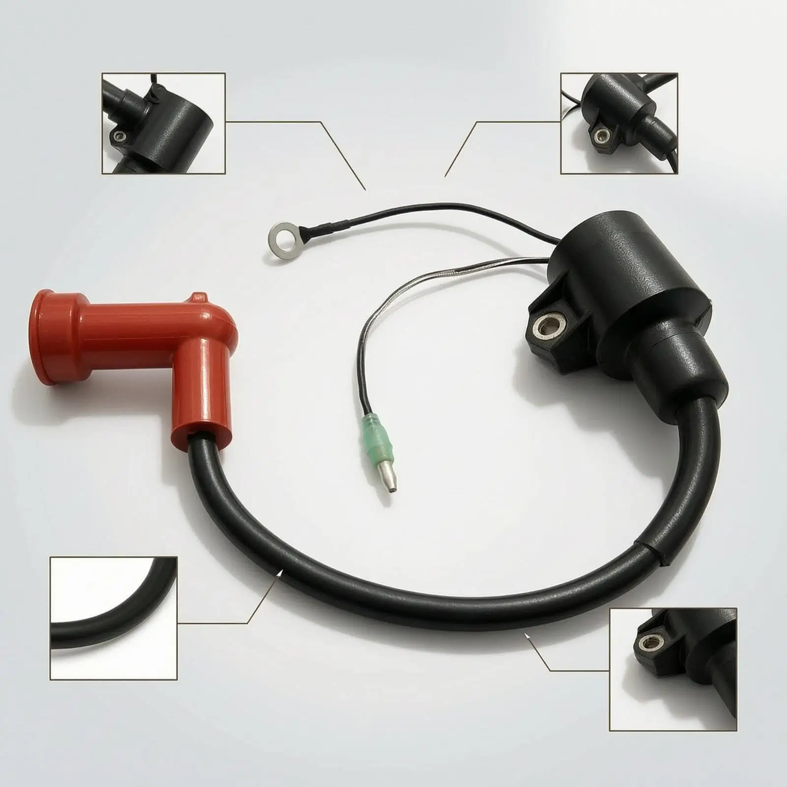 Outboard Ignition Coil Replacement Ignition Coil with Ignition Terminal Plug