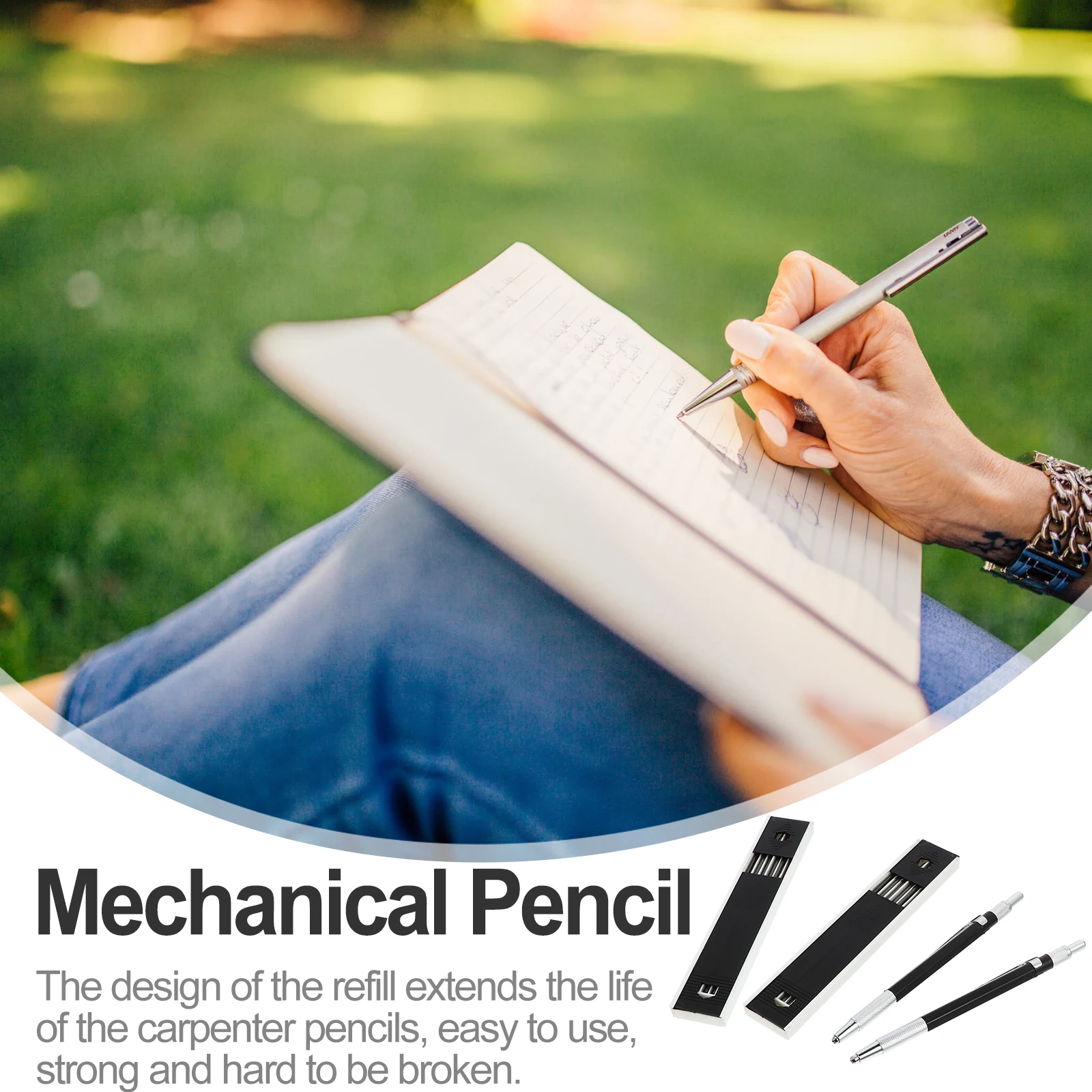 

2Sets Mechanical Pencil Premium Automatic Lead Pencils for Carpentry Office Drafting Marking Stainless Steel Ceramic Glass