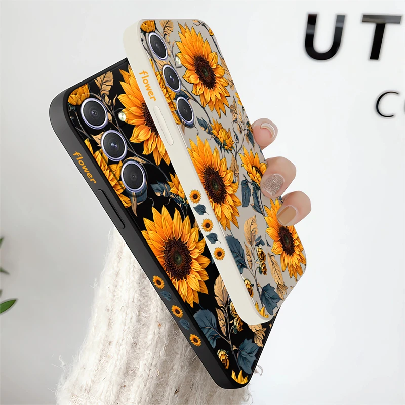 Case For Samsung Galaxy A25 A54 A34 A24 A23 A22 A21S A20S Yellow Sunflowers Silicone Shockproof Bumper Back Soft Phone Cover