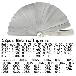 32/26/25/20 lâminas de calibre de alimentação enchimento métrico da diferença 0.02-1mm/0.0008-0.040 polegadas calibre ferramenta de medição para o ajuste da válvula do motor