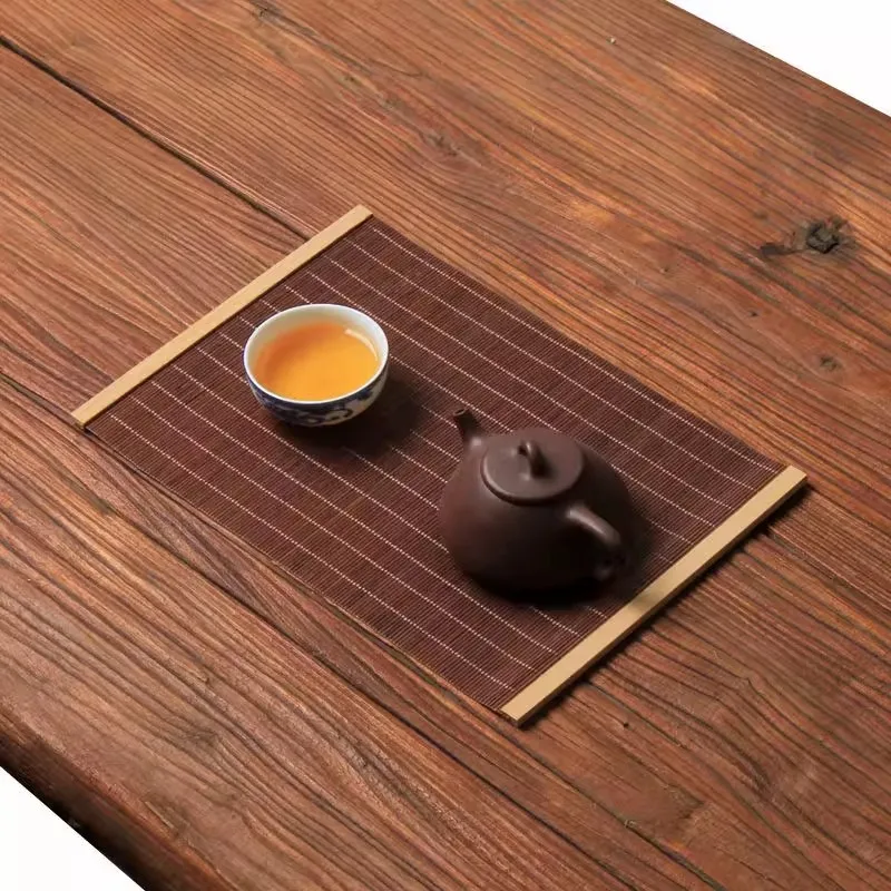 Handmade Bamboo Tea Mat with Hemming - Chinese Zen Tea Ceremony Table Runner, Heat-Resistant Coaster, Kung Fu Tea Accessories