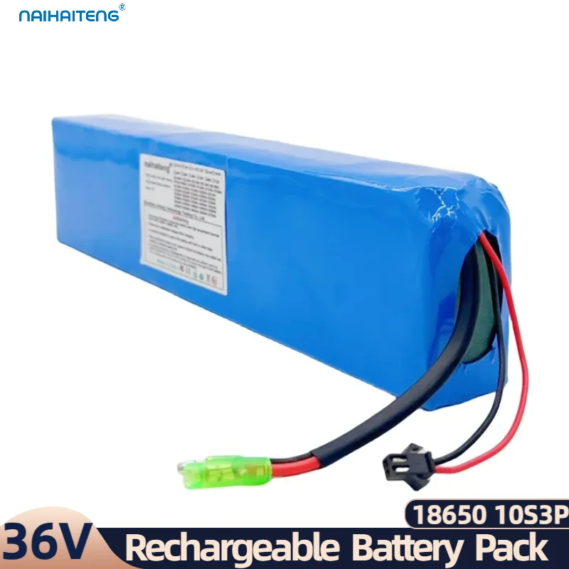 36V 8A 10A 18650 10S3P Rechargeable Li-ion Battery Pack For Ebikes Modified Bicycles Below 500W Bullet Plug New Customizable