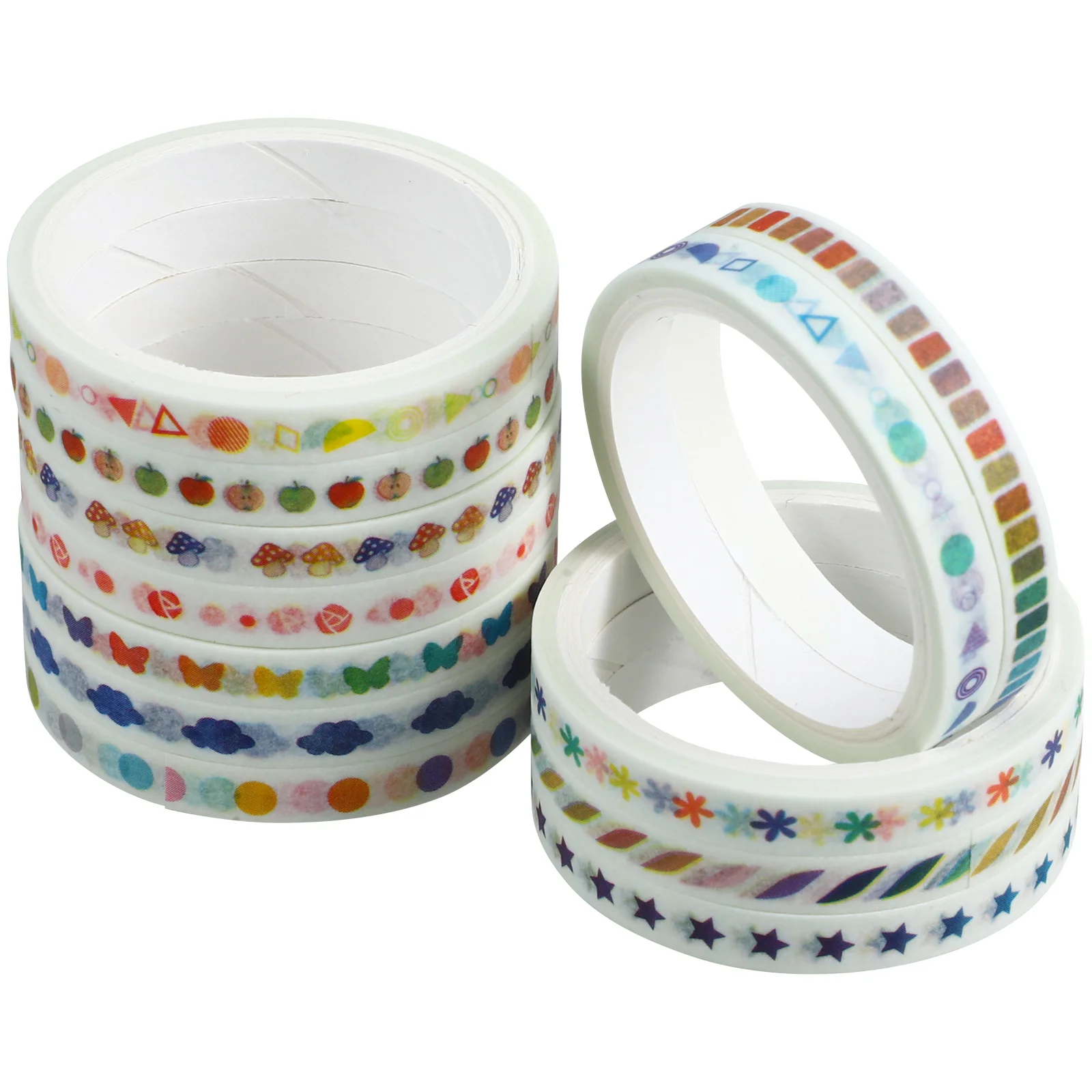 مجموعة شريط اشي لاصق مزخرف مكونة من 12 لفة متعددة الوظائف يمكنك صنعها بنفسك من سجل القصاصات وتغليف الهدايا ومستلزمات مخططة الحرف اليدوية