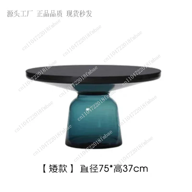 Reception Nordic glass round coffee table combination living room creative side table transparent light-colored luxury coffee